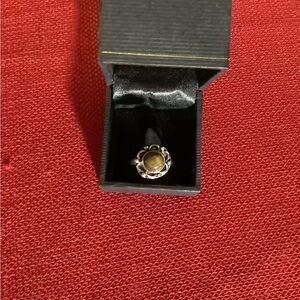 Sterling Silver Floral Ring with Brown Tiger's Eye